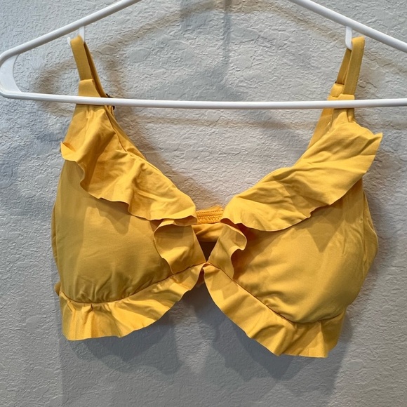 Becca Bikini Top W/Ruffles, Adjustable Straps- Size D- Yellow - Picture 1 of 4